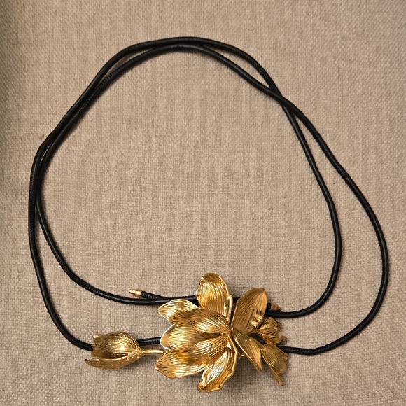 Zara Accessories - Zara Gold Floral Belt with Black Cord